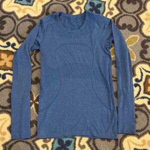 Lululemon Swiftly Blue Striped Long Sleeve Tee